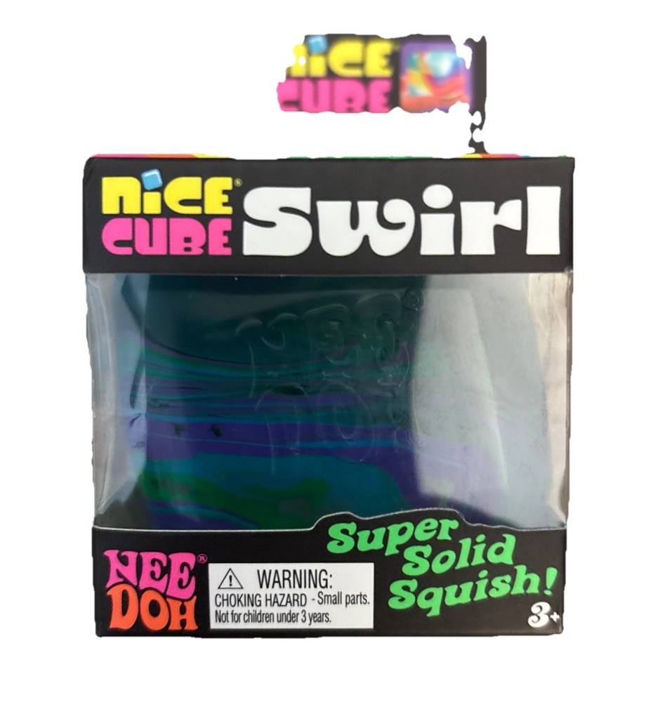 NeeDoh Nice Cube Swirl, GREEN BLUE and PURPLE Super Solid Squish!