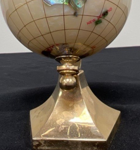 Vintage Small Gemstone And Brass 6" Desk Globe