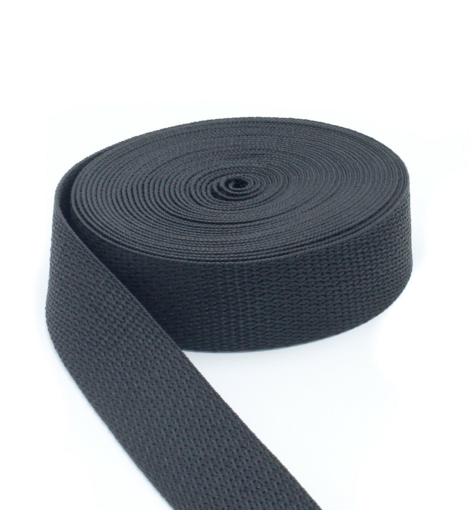 Black Polypropylene Light Weight Webbing 1/2, 3/4, 1, 1.5, 2, 3, 4 Inch Width