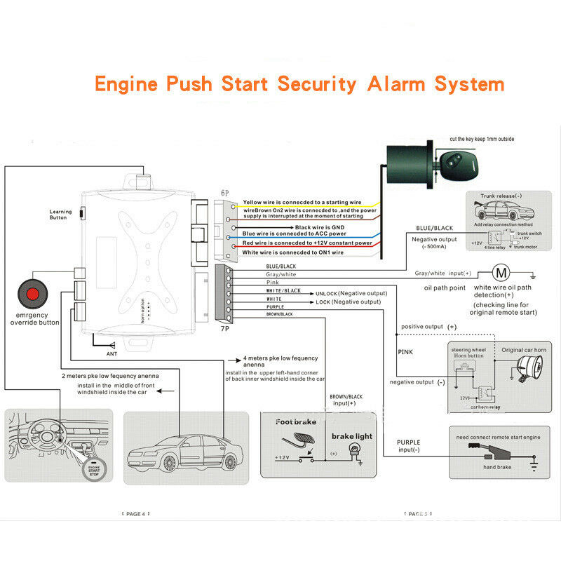 Car Switch Keyless Entry Engine Alarm Push Button Remote Starter Stop System