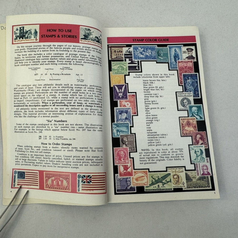 Stamps & Stories 1974 US Postage Stamp Value Book USPS 233 Pages Fast Ship