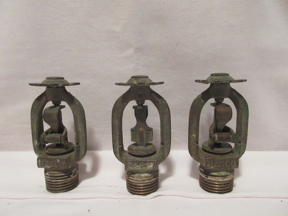 3 Vintage Rasco G Brass Sprinkler Heads - Untested