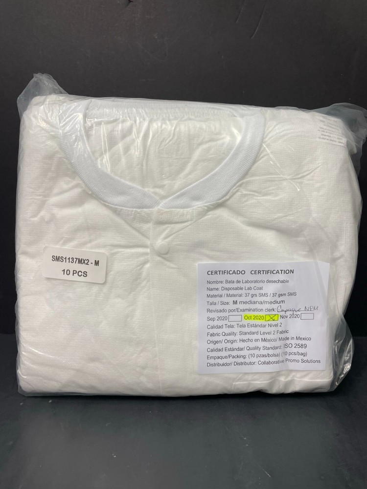 Collaborative Promo Solutions Lab Coat Medium Level 2 SMS White 100 Coats