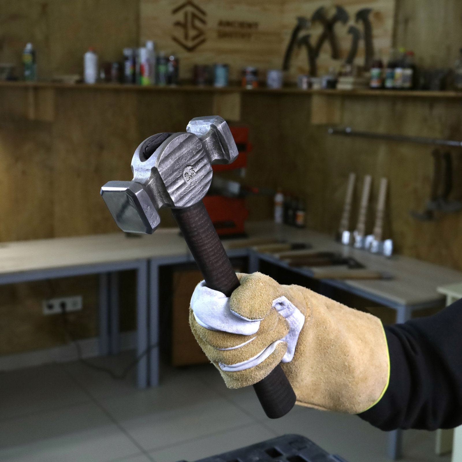 Blacksmith Rounding Hammer 2.5 lb Hand Forged C70W2 Steel Ash Handle Double Face