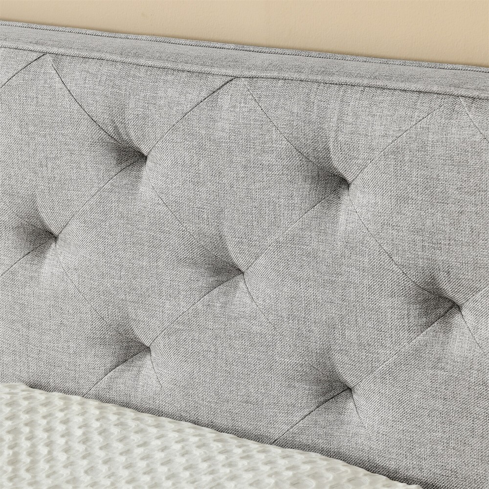 Full Size Daybed w/ Pull-Out Trundle Bed Linen Upholstered Bed Frame Sofa Bed US