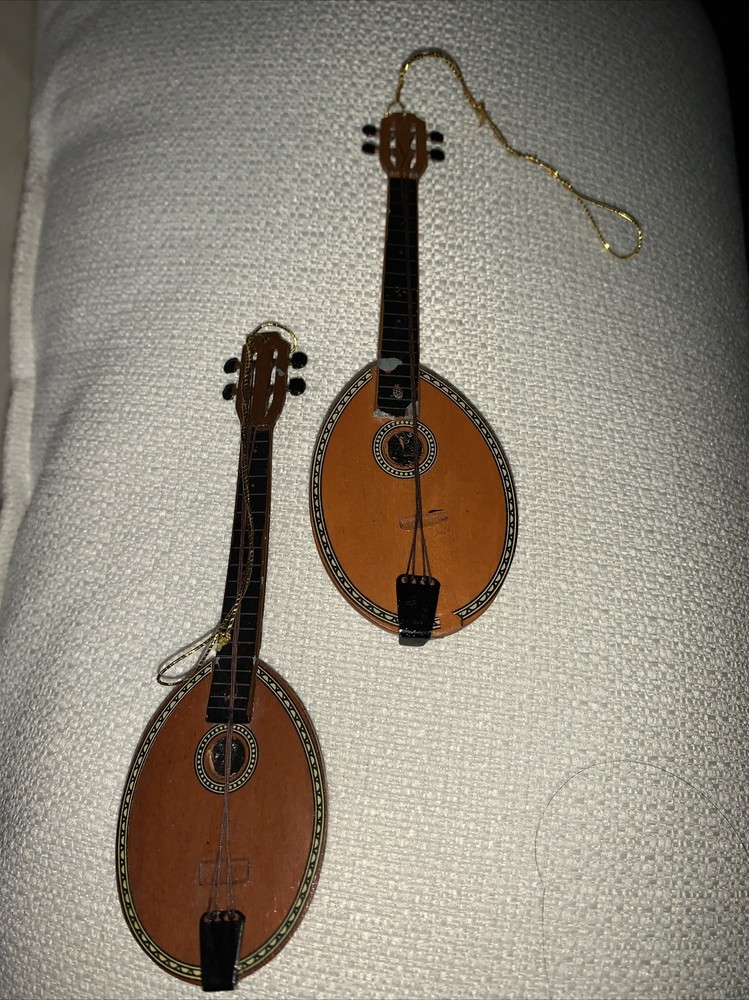MANDOLIN BANJO Metal Handle Thread Strings Made Philippines Ornaments SET 2 ❤️tb