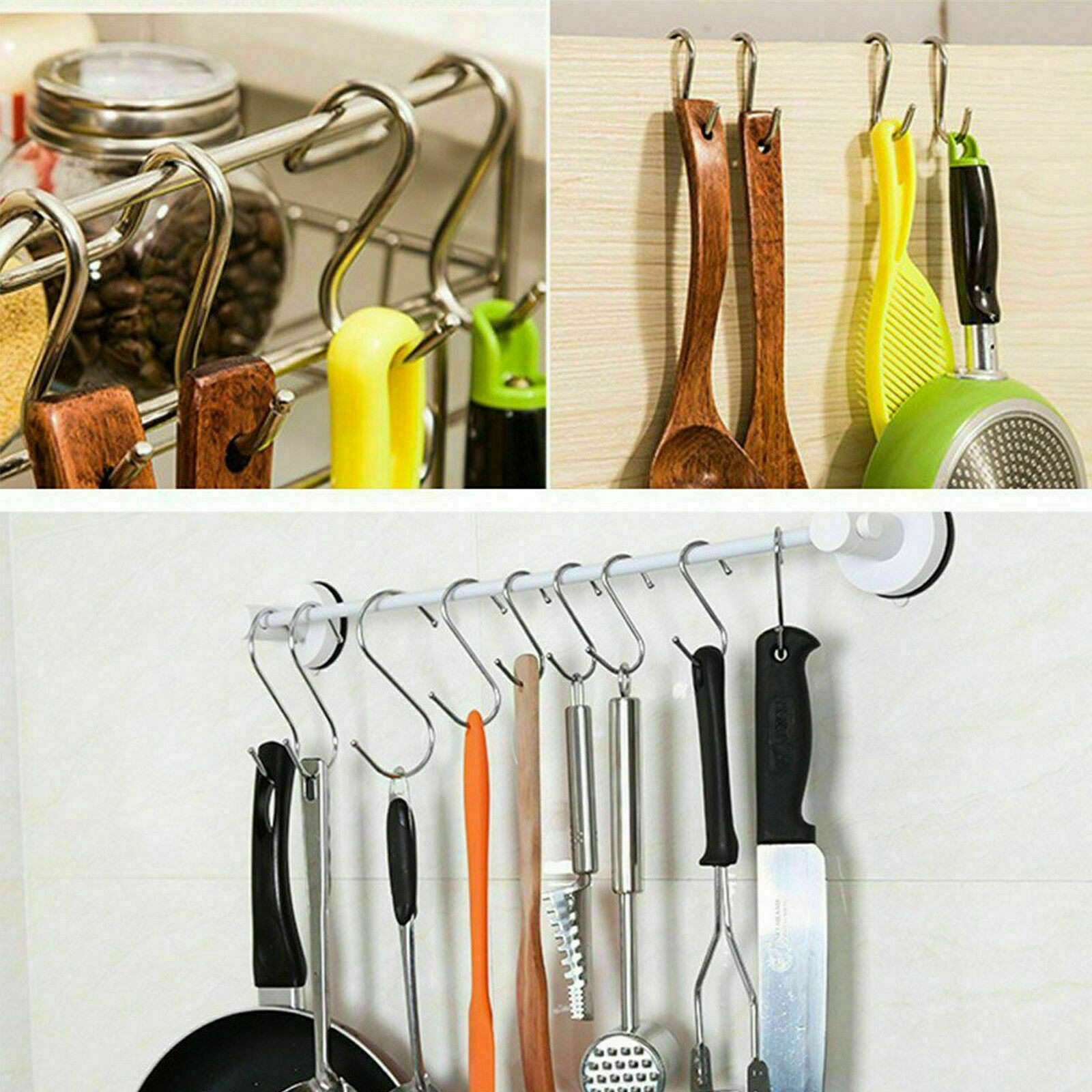 S Shaped Hanging Hooks Stainless Steel Hooks Kitchen Bathroom Bedroom Cap Hanger