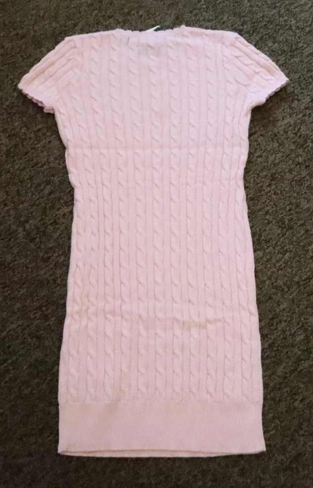 New Polo Ralph Lauren Girl's Cable Knit Sweater Dress - Size XL (16) -Light Pink
