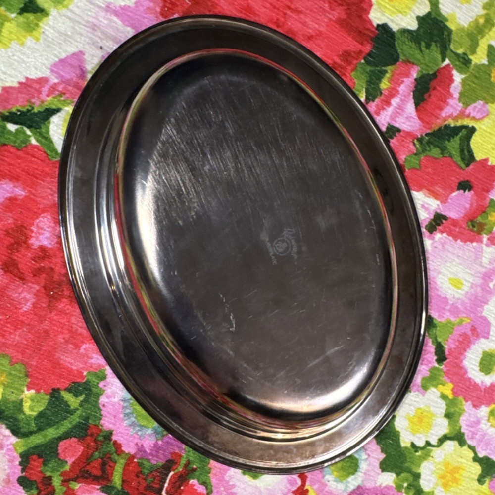 Rainbow Silverplate Oval Divided Serving Tray with Glass Insert