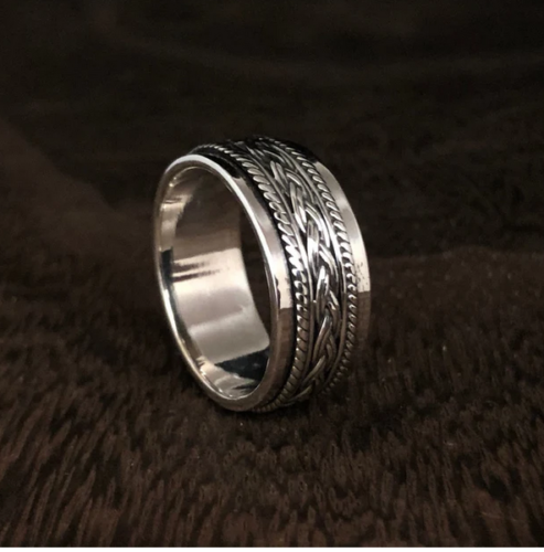 Solid 925 Sterling Silver Band Ring SPINNER Statement Handmade Ring All Size