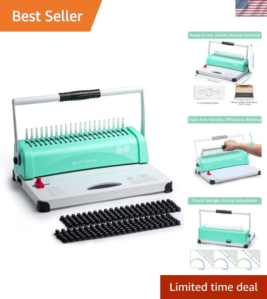 Effortless Paper Binding Machine - 450 Sheet Capacity with 100 Binding Spines