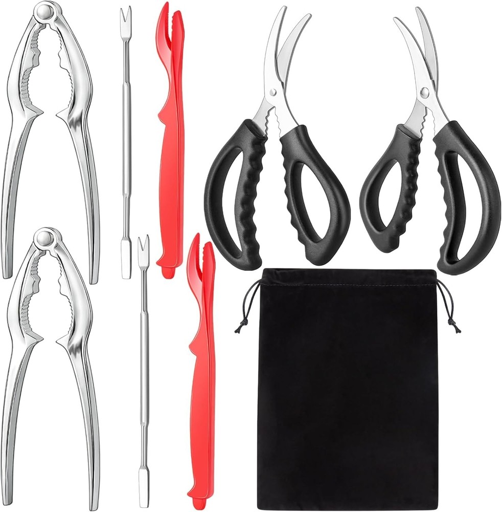 Professional Seafood Cracker and Sheller Set: 9 Durable Tools for Easy Serving
