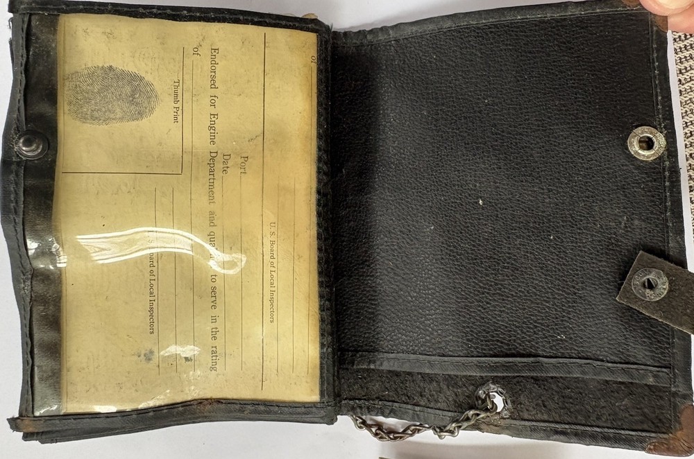 WW2 US Merchant Marine Naval Engineer ID Wallet And Identification 1943 LCDR