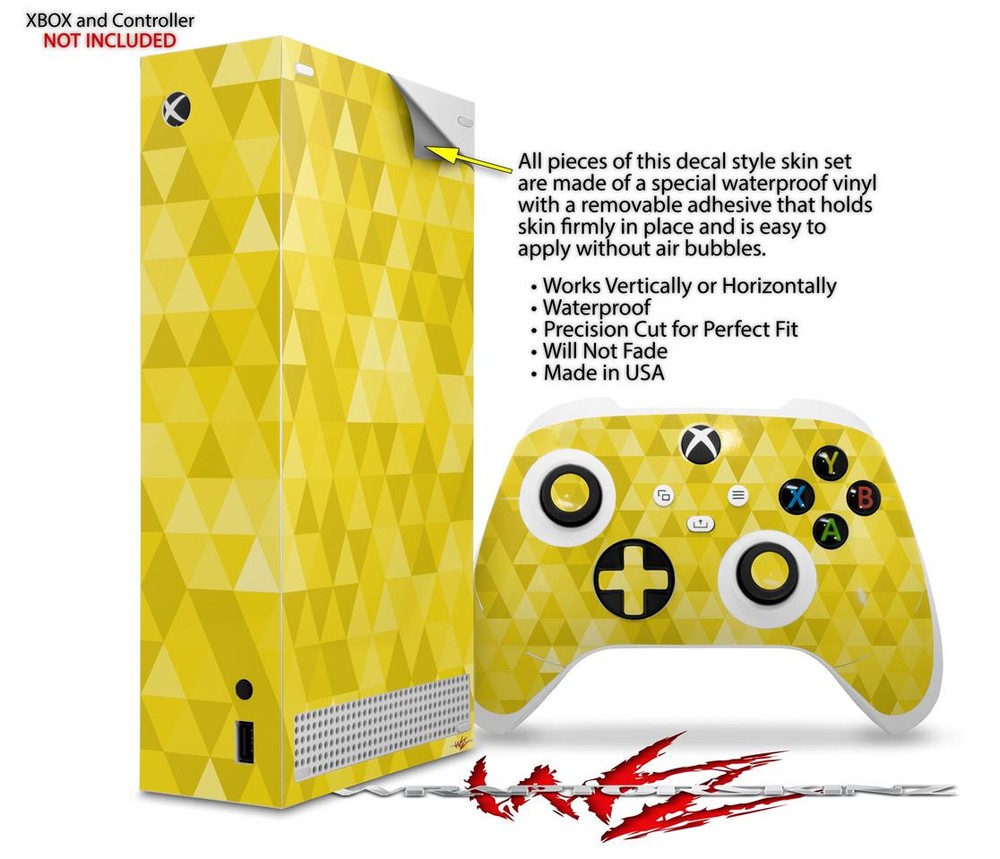 Skin Wrap for XBOX Series S Console Controller Triangle Mosaic Yellow