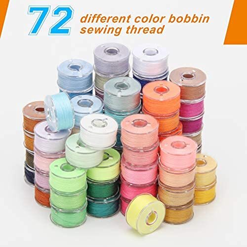 72 Pcs Prewound Thread Bobbins with Bobbin Box for Sewing Machine Embroidery
