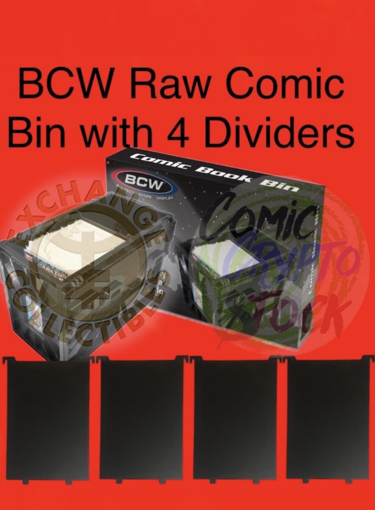 BCW Raw Comic Book Storage Plastic Bin Box Stackable Boxes With Lid & 4 Dividers
