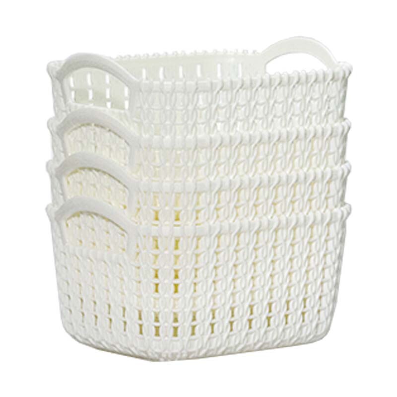 4 Pcs Weave Basket Storage Organizer Bins Portable Stackable Weave Storage Boxes