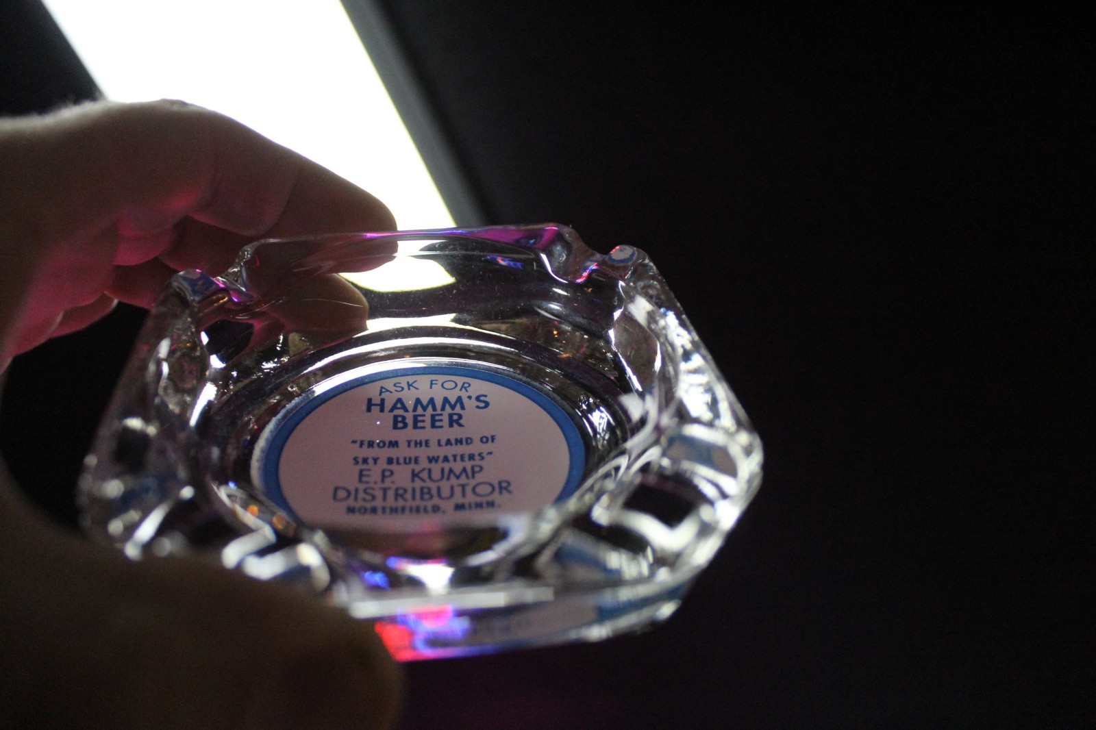 SCARCE 1950s HAMM'S BEER GLASS BAR ASHTRAY KUMP DRINK NORTHFIELD MINNESOTA BREW