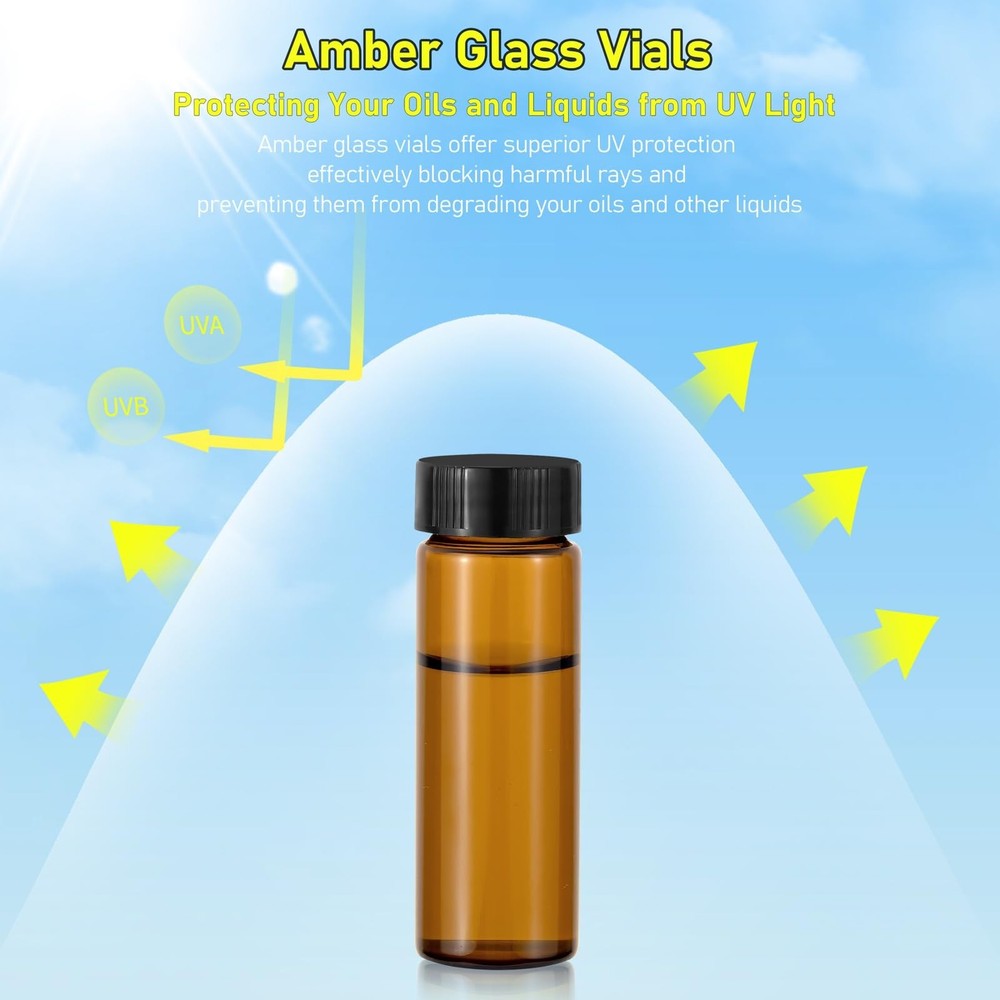 28Pcs 30ml(1oz) Small Amber Glass Vials with Lids Lab Sample Vials Empty Refi...