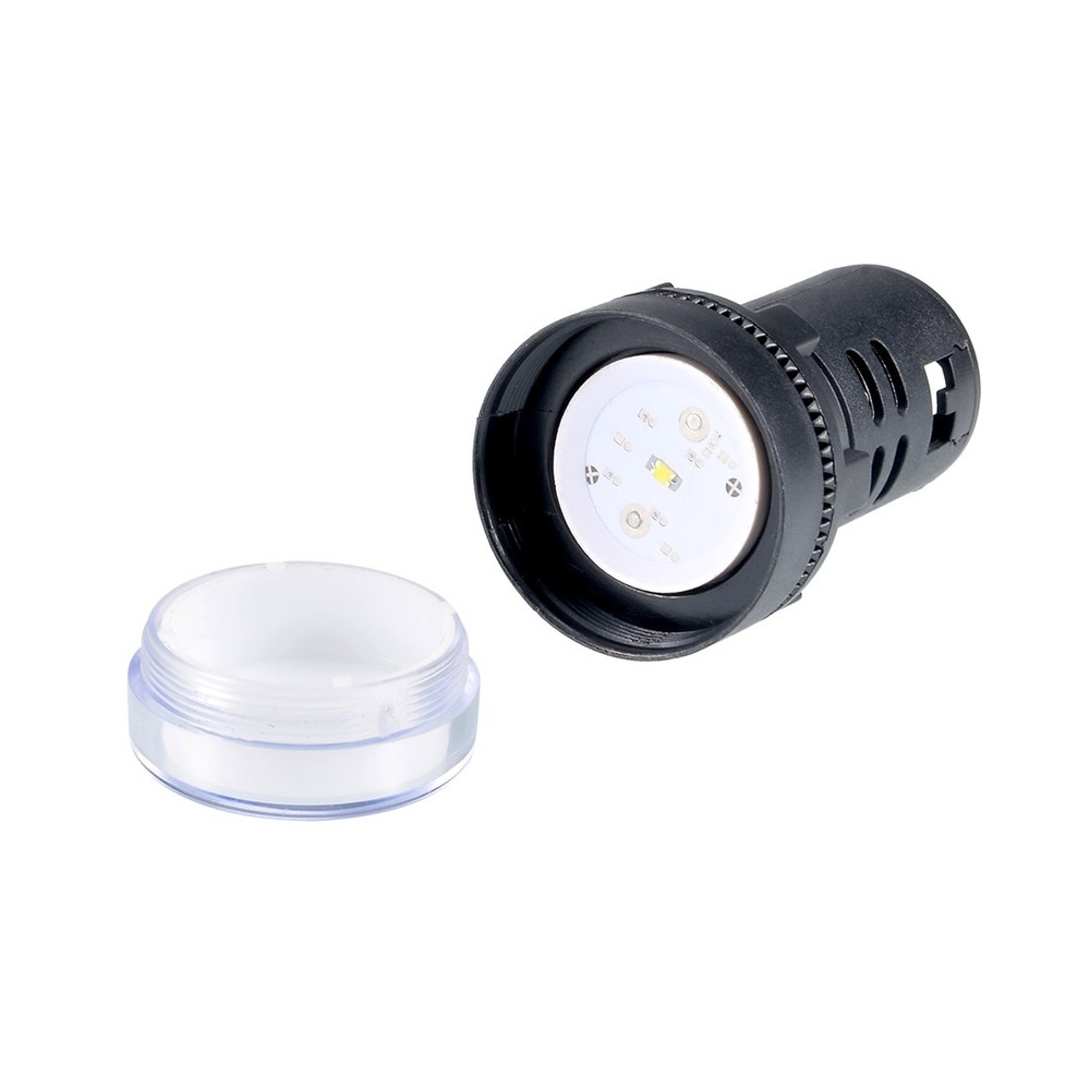 2Pcs AC/DC 24V Indicator Lights, White LED, Flush Panel Mount 7/8" 22mm