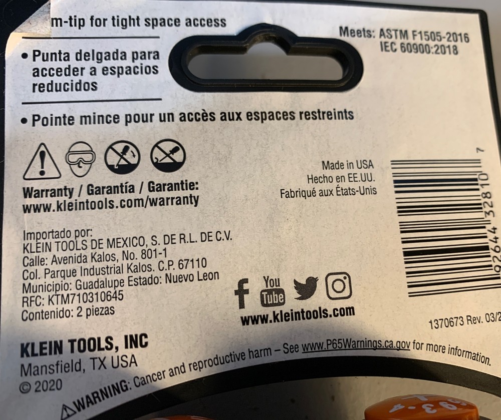 Klein Tools 33732INS Slim-Tip Insulated Screwdriver Set 2-Piece