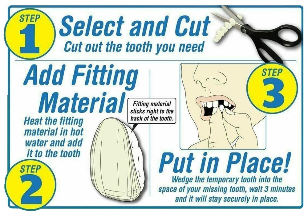 Instant Smile Makeover Temporary Teeth and Emergency Replacement Kit with Case