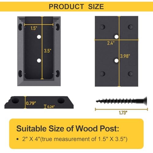 Deck Railing Bracket Connectors, 2x4 Brackets for Railing Wood Lumber Post 20