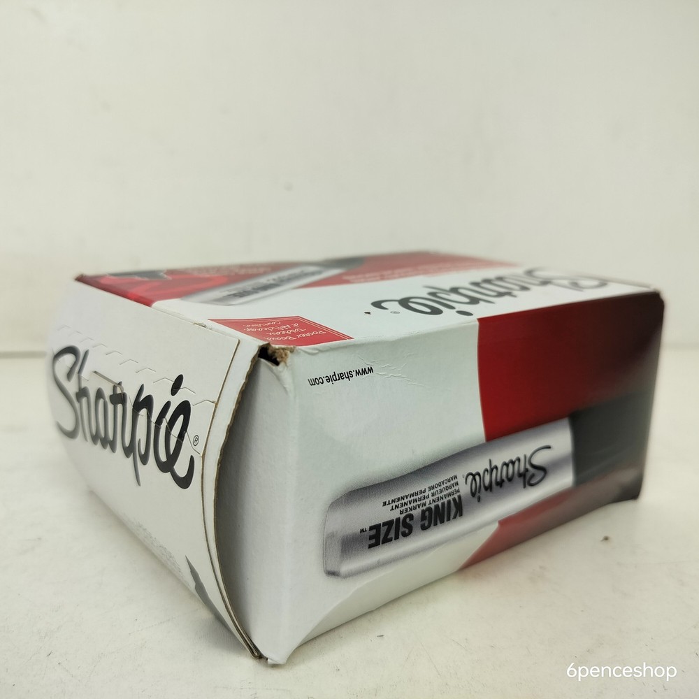 *Deformed Box* Sharpie 12-CT King Size Large Chisel Tip Black Marker