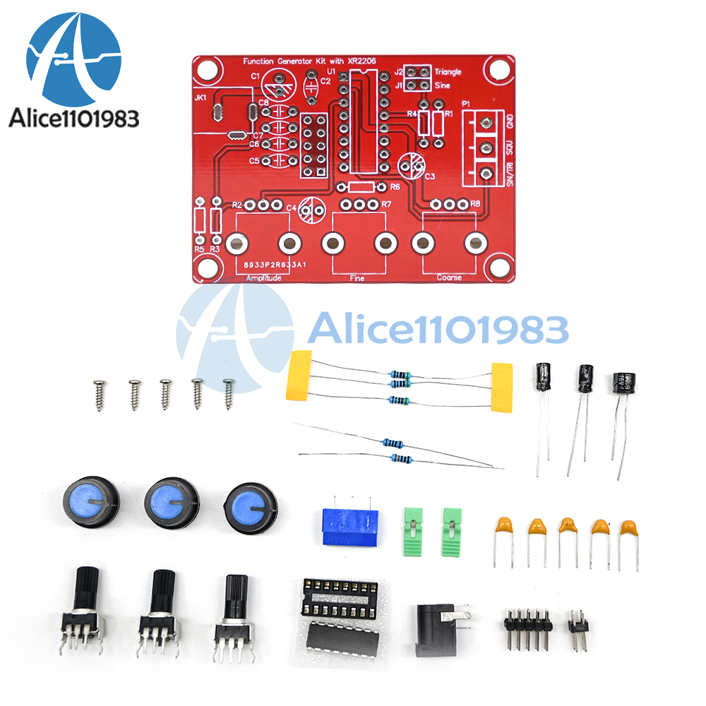 XR2206 Function Generator DIY Kit Sine Triangle Square Output 1HZ-1MHZ +Case