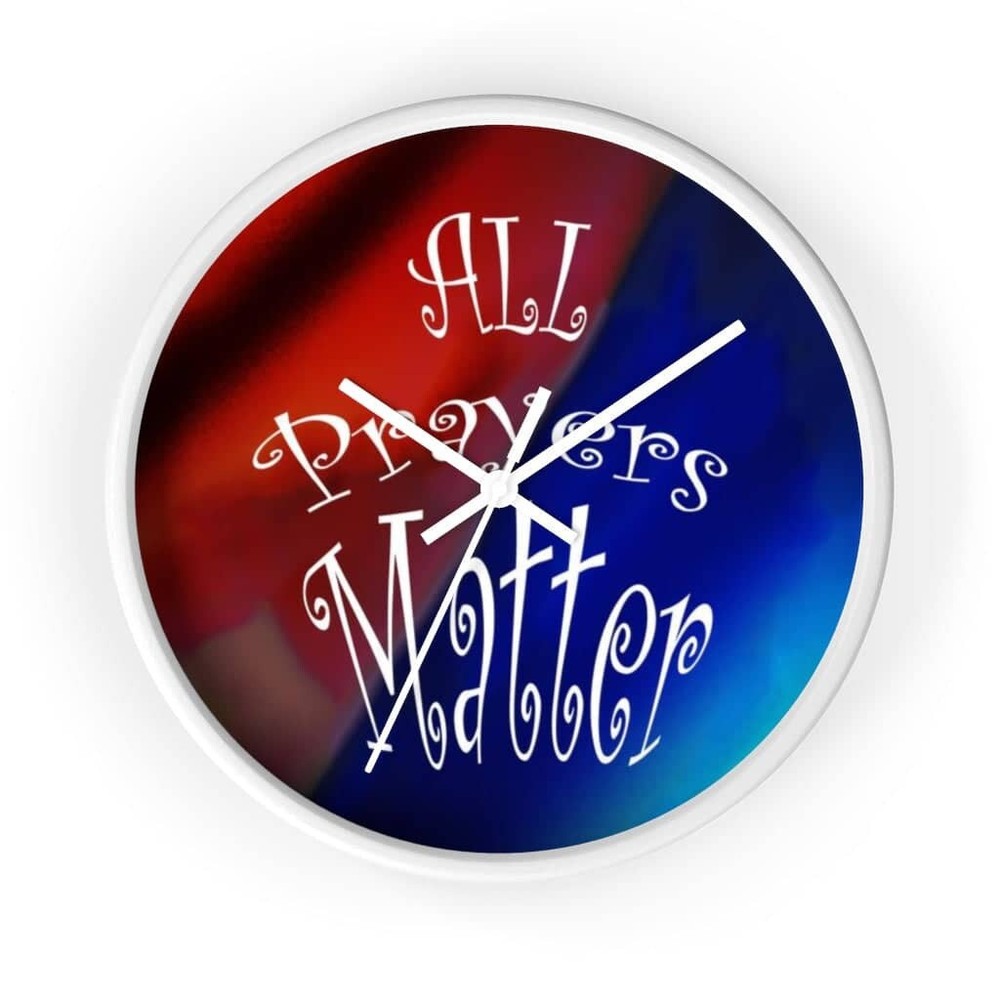 Wall Clock Dark Rainbow Background "All Prayers Matter"