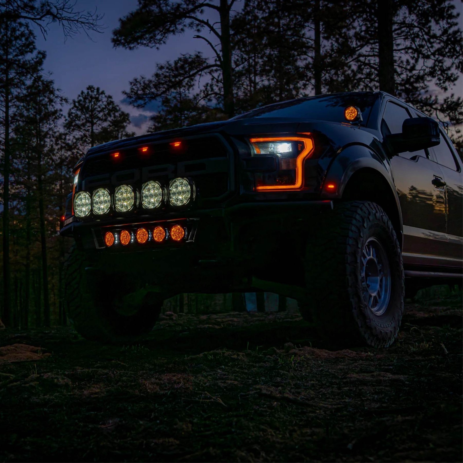 NACHO Quatro Spot 4-inch Offroad LED 120W Fog Lights Pair & Amber/Smoked Covers