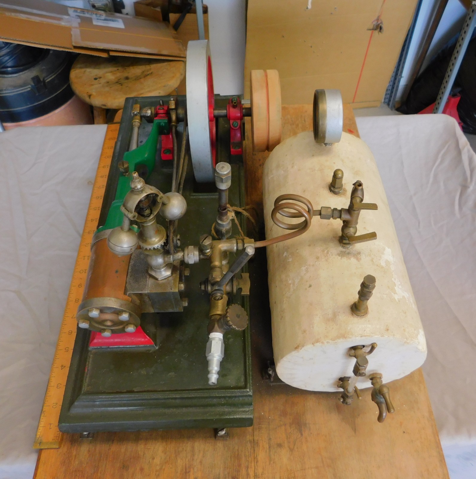 Cretors Steam Engine for Popcorn Machine c. 1900 Antique w/ Electric Water Tank