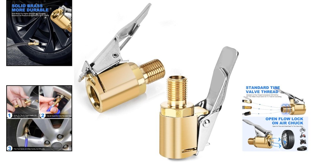 High-Performance Tire Inflation Adapter - Brass, Locking Connection, 250 PSI