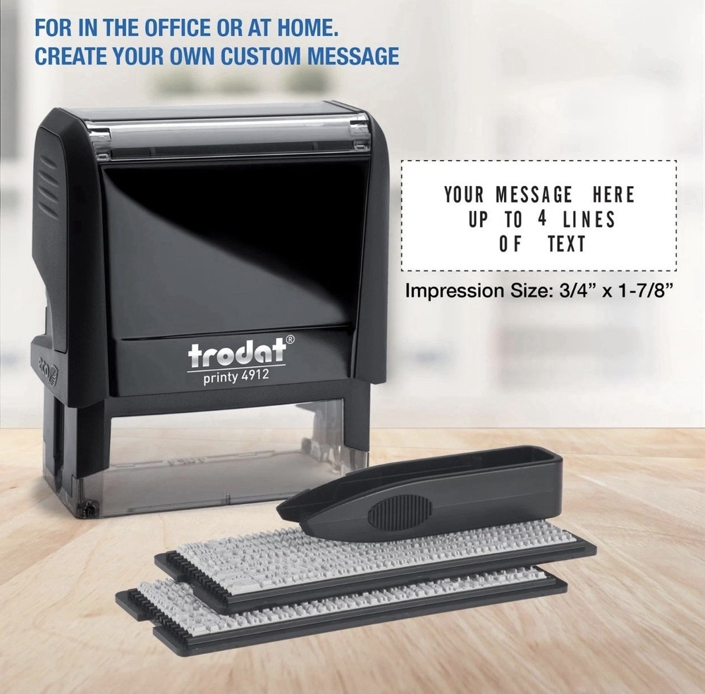 Printy 4912 Self Inking Do it Yourself (DIY) 4 line Personalized Custom Messa...