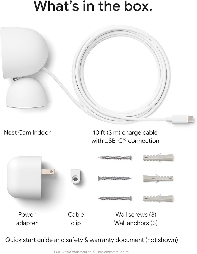 Google Nest Cam (3rd-Gen) Security Camera Snow Wired Night Vision 2-Way Audio