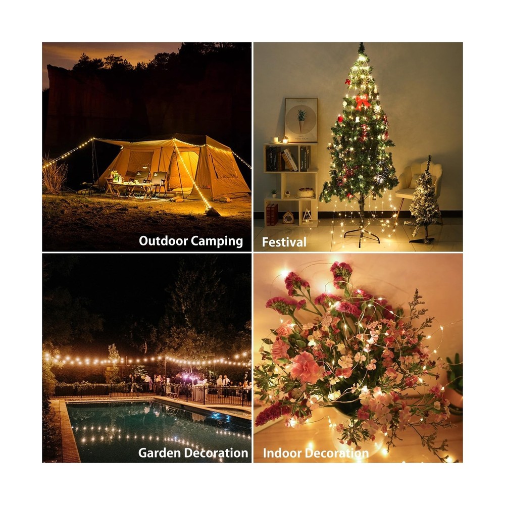Camping String Lights, 4000mAh Rechargeable Tent Lights String with... Fast Ship