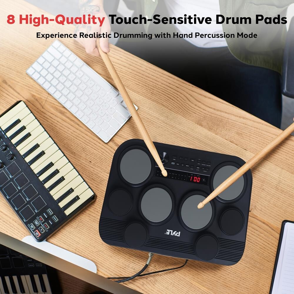 Pyle Electronic Table Digital Drum Kit Top w/ 8 Pad Digital Drum Kit