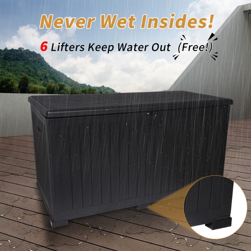 260 Gallon Resin Outdoor Deck Box Storage Box Multi-function Container Lockable