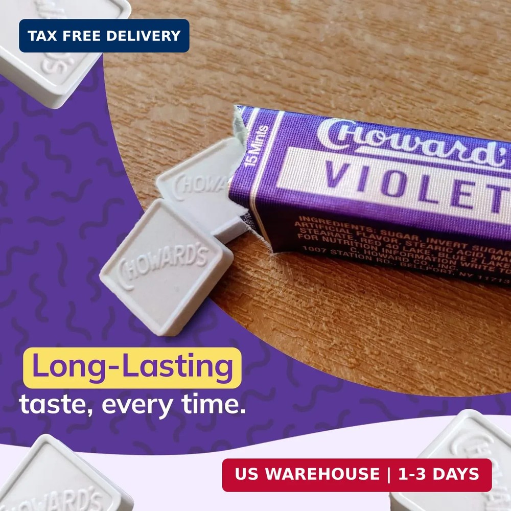 Choward's Violet Mints Candy | Bold Aromatic Flavor 6 Pack 15 Mints Per Package