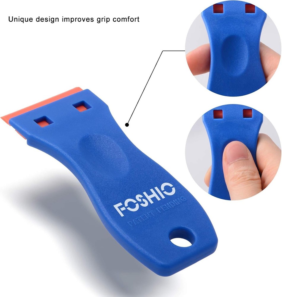 FOSHIO Plastic Razor Blade Scraper Include 2PCS Scraper Tool and 100PCS Blades f