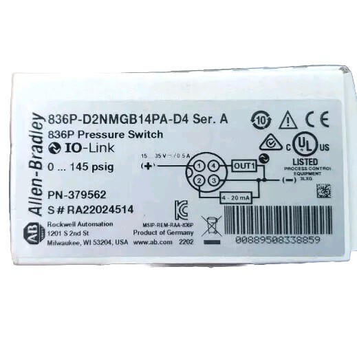 Allen Bradley 836P-D1NMGB14PA-D4 Ser A Pressure Switch Sensor Solid State 336765