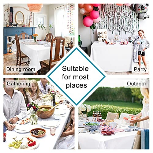 Rectangle Tablecloth - Waterproof Spillproof and 70" x 52" (Rectangular) White