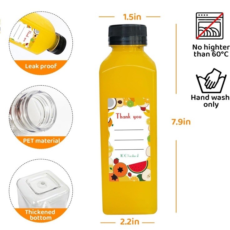 100pcs 16 oz Plastic bottles with lids