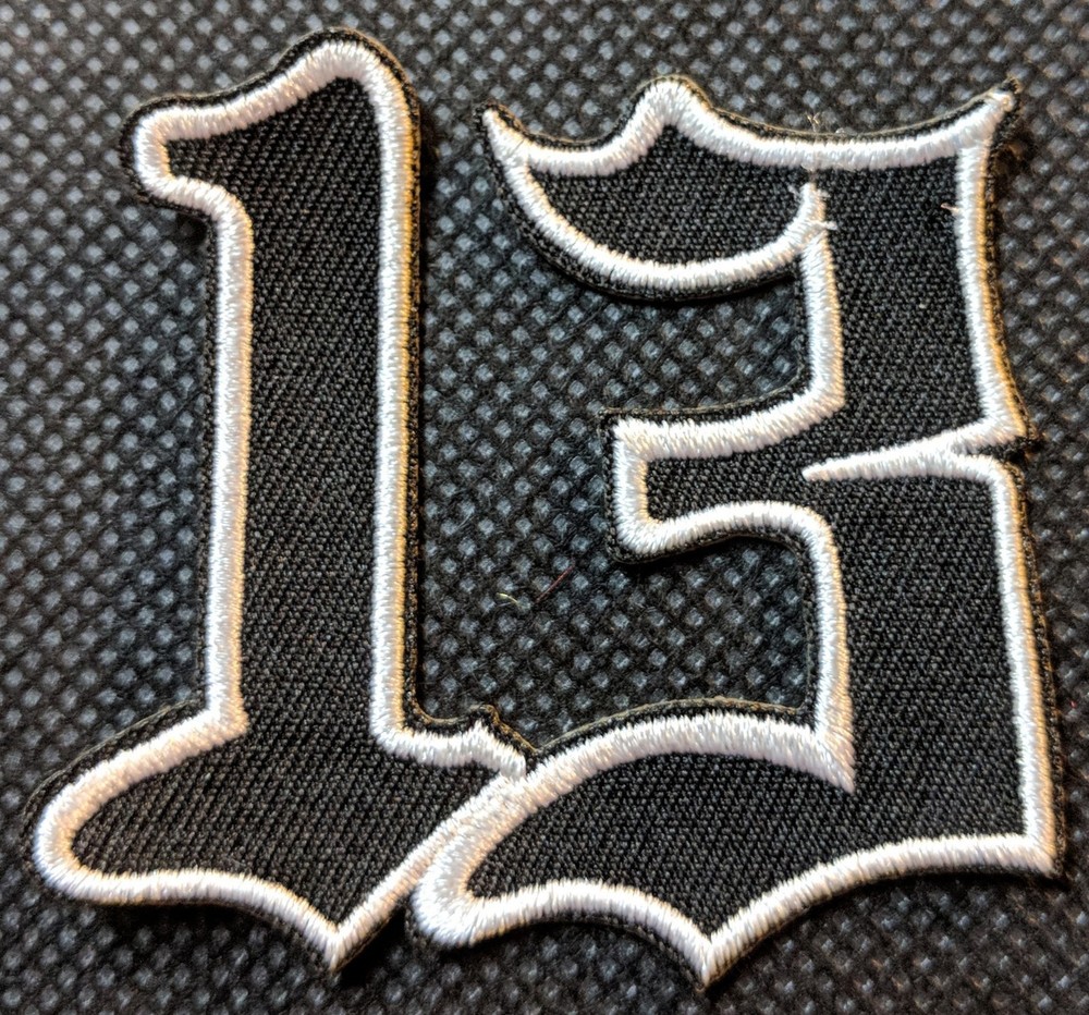 Number 13 White on Black # 13 Patch Motorcycle Patch Biker Patch Veteran Patch