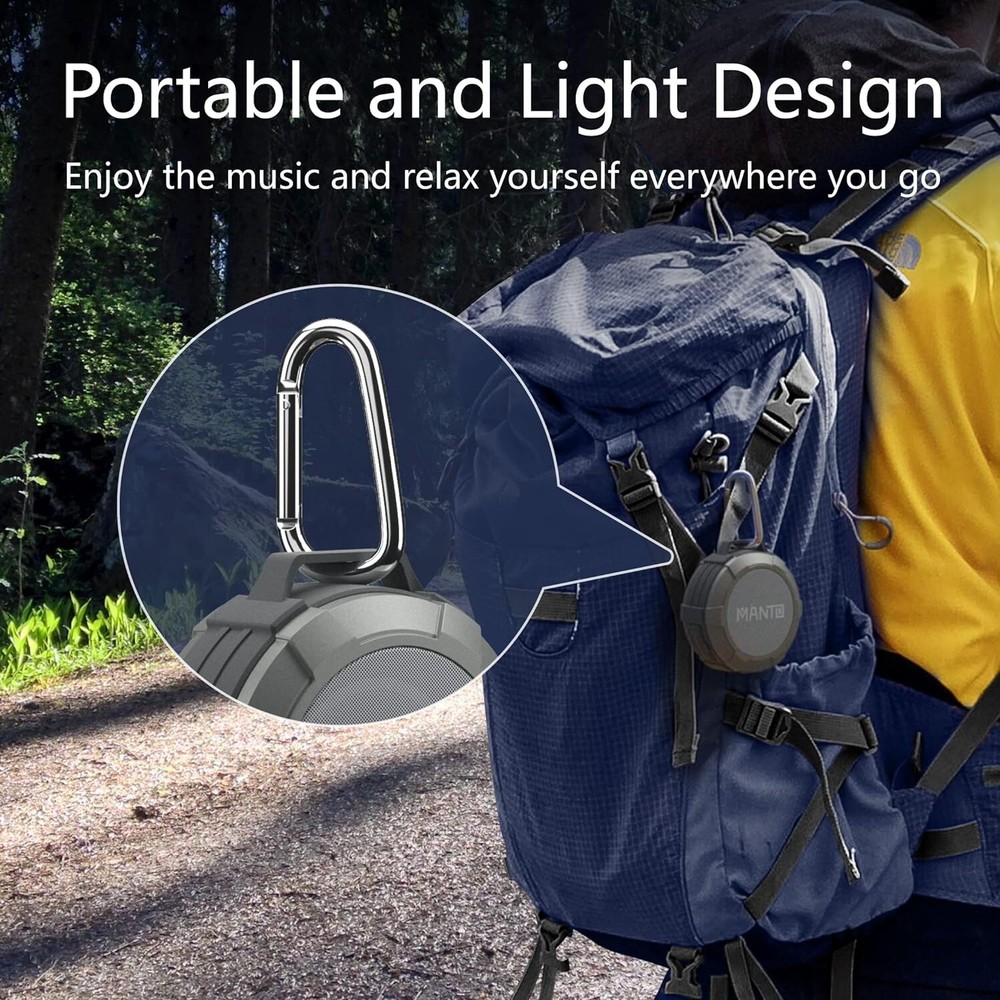 MANTO Bluetooth Speaker, Cuckoo IPX5 Waterproof Wireless Shower Speaker, Stereo