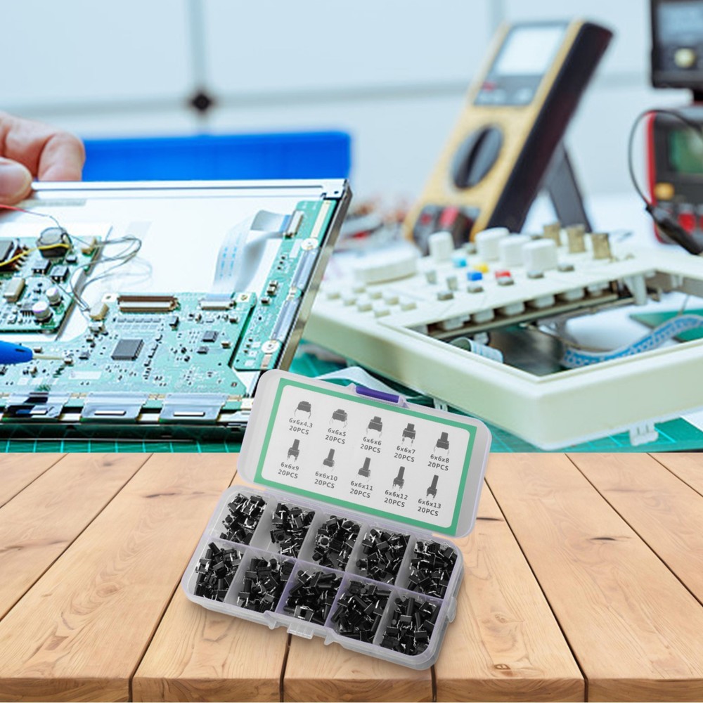 Organized Miniature Tactile Switch Collection for Electronics Projects