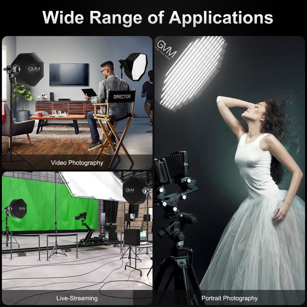 GVM Soft Boxes Lighting, Bowens Mount with Honeycomb Grid, Compatible with P8...