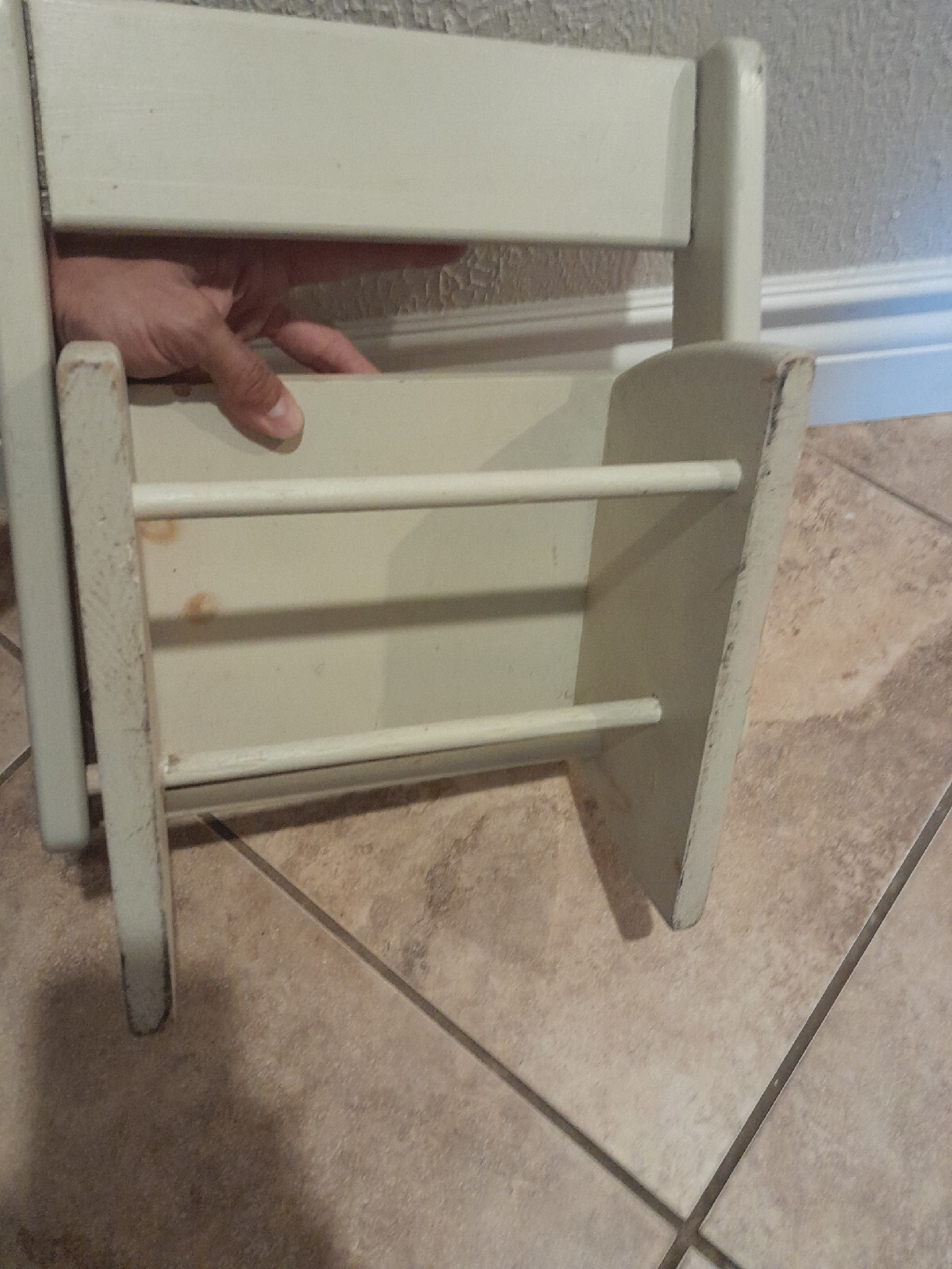 Vintage Hand Painted Childrens Chair Signed By Artist 14"x14" Puppy Boy Fishing