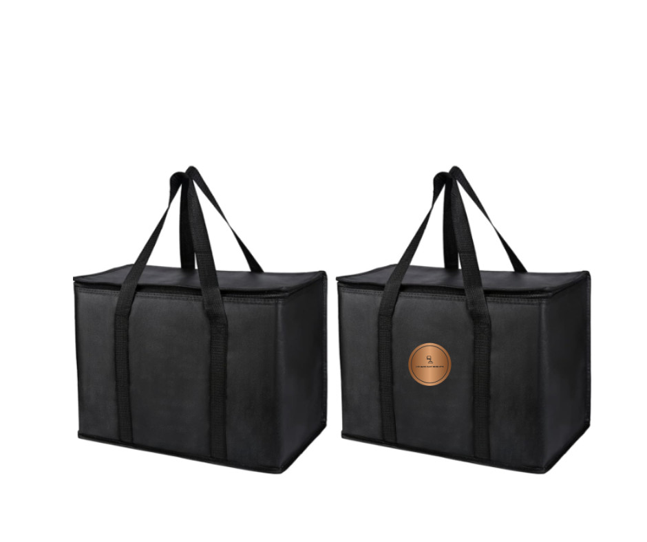 X-Large  Reusable and Insulated Cooler Bag - Black (2-PACK)