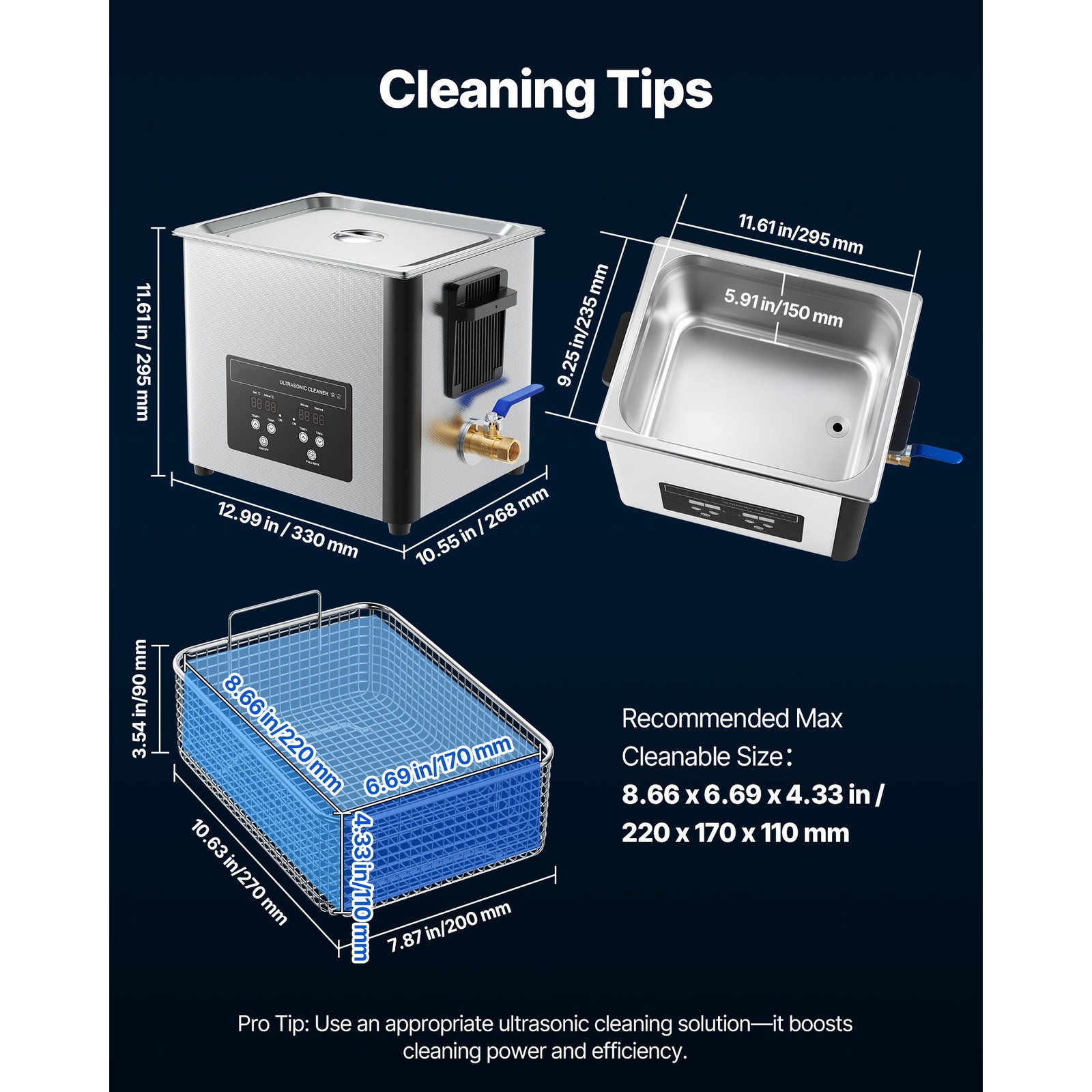 Uimoso 10L Ultrasonic Cleaner with Digital Timer & Heater Jewelry Cleaner 180W